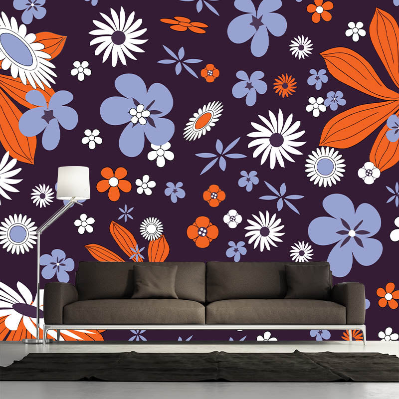 Flower Pattern Mildew Horizontalt Illustration Wall Mural for Living Room