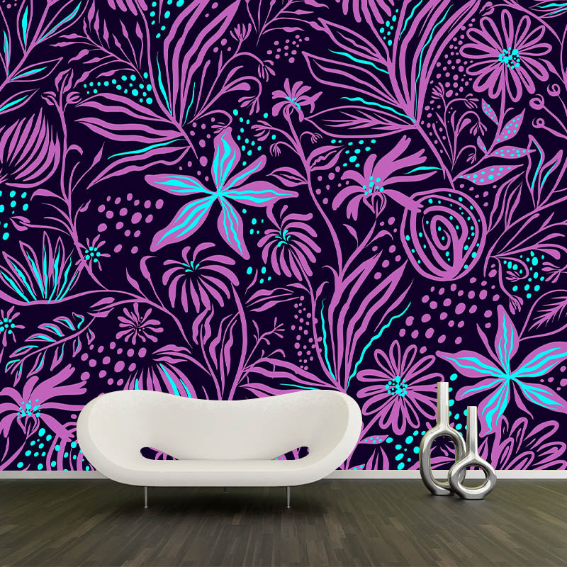 Flower Pattern Mildew Horizontalt Illustration Wall Mural for Living Room