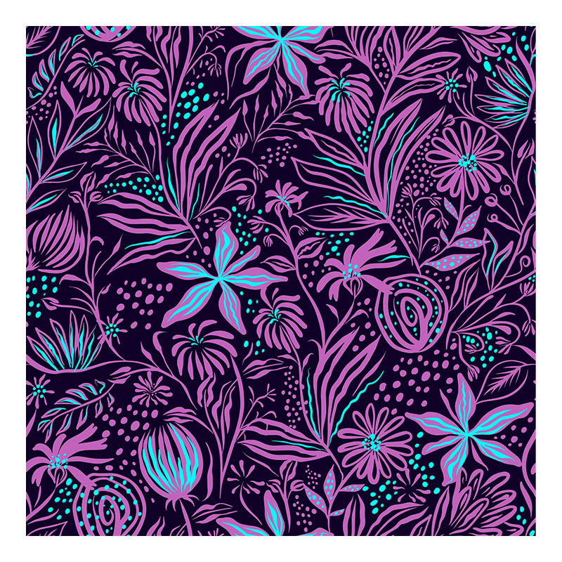 Flower Pattern Mildew Horizontalt Illustration Wall Mural for Living Room