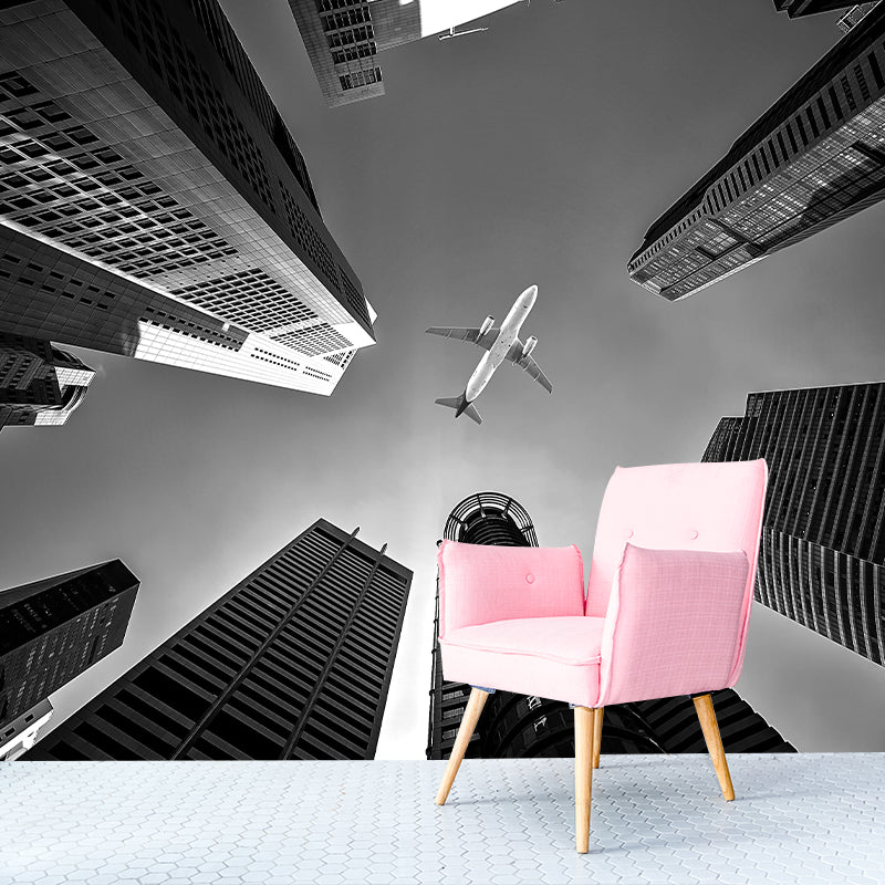 Buildings Pattern Mildew Wall Mural Horizontalt for Living Room