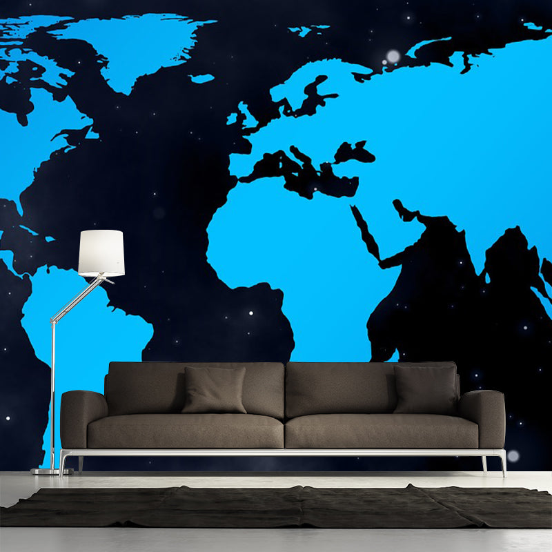 Modern Map Pattern Mildew Wall Mural Horizontalt for Living Room