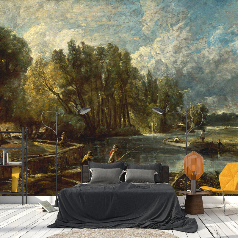Landscapes Illustration Pattern Mildew Wall Mural Horizontalt for Living Room