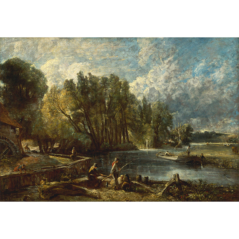 Landscapes Illustration Pattern Mildew Wall Mural Horizontalt for Living Room