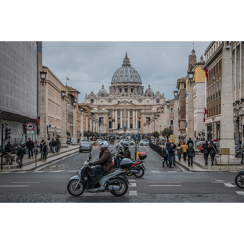 Church Photography Pattern Mildew Wall Mural Horizontalt for Living Room