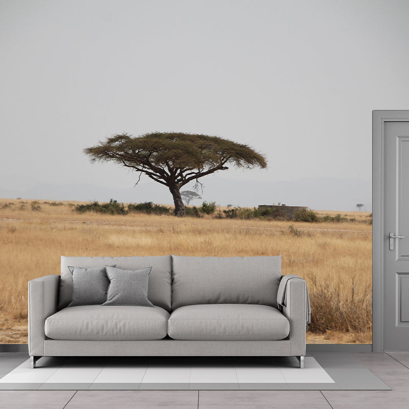 Grassland Photography Pattern Mildew Wall Mural Horizontalt for Living Room