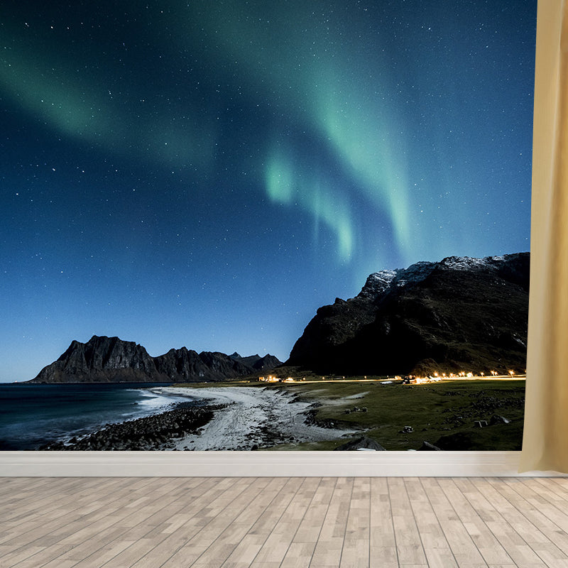 Starry Sky Photography Pattern Mildew Wall Mural Horizontalt for Living Room