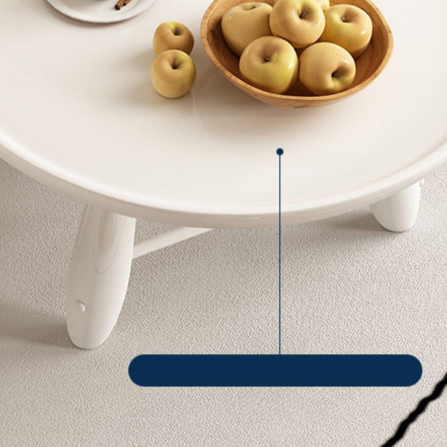 White Contemporary Oval and Round Wood Coffee Table with Drawer