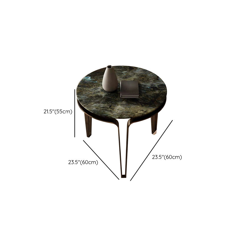 No Distressing Round Slate Contemporary 1 Coffee Table with 4 Metal Legs