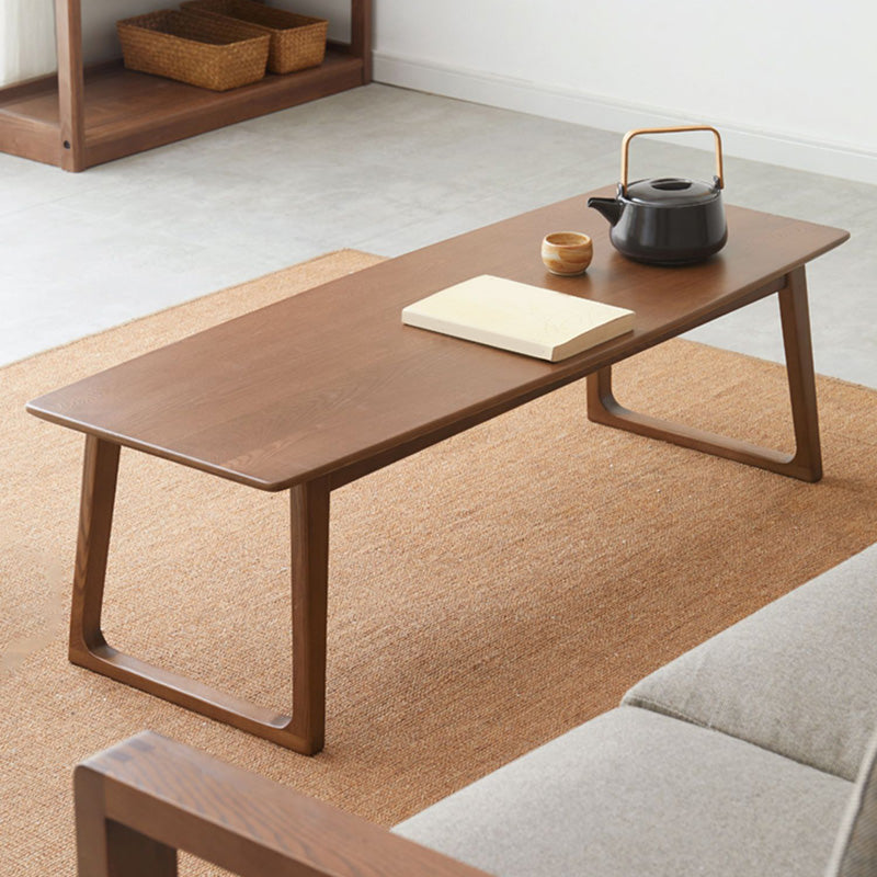 Sled Brown Solid Wood Rectangle Bedroom Modern 1 Coffee Table