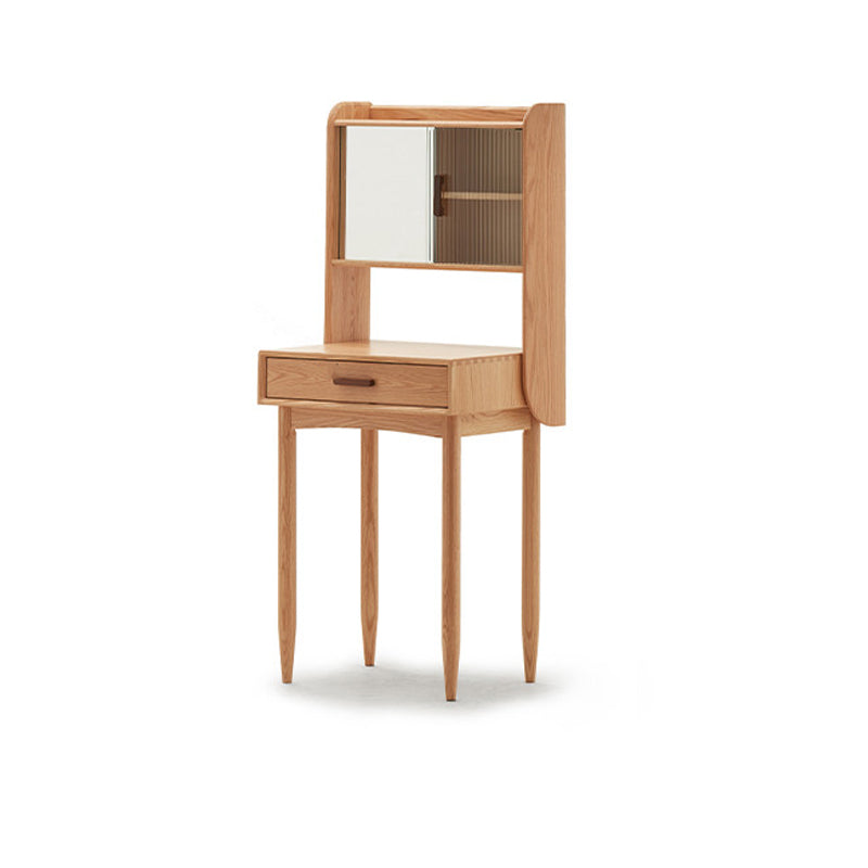 51.97" High 1-Drawer Vanity Desk/Mirror and Stool in Cherry Wood