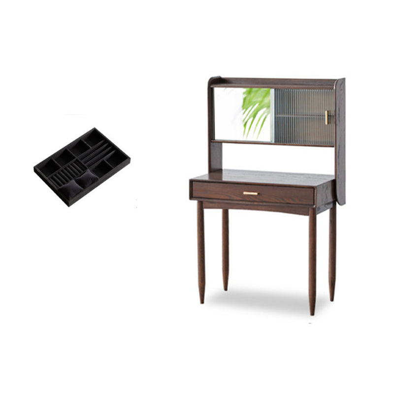 51.97" High 1-Drawer Vanity Desk/Mirror and Stool in Cherry Wood