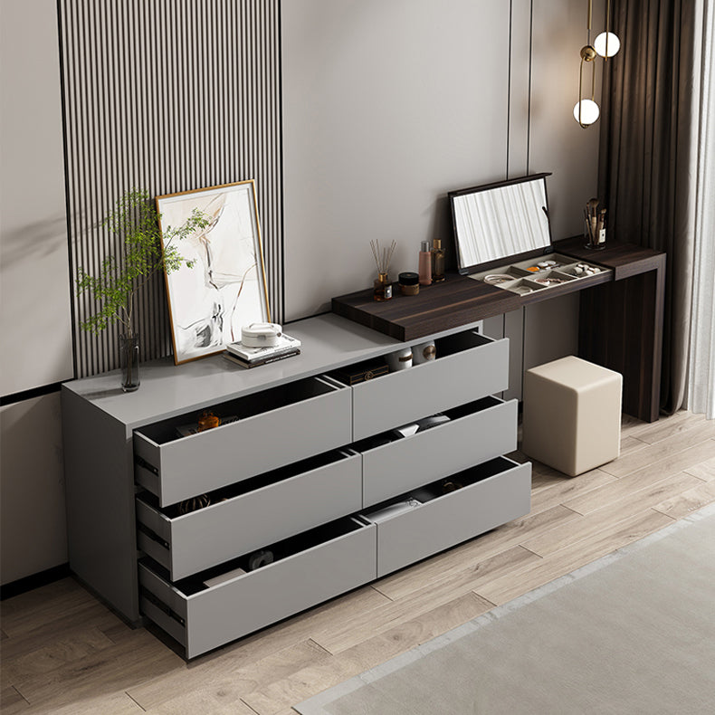 Modern 6-Drawer Flip-top Makeup Vanity Set with Mirror and Stool
