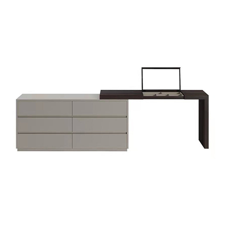 Modern 6-Drawer Flip-top Makeup Vanity Set with Mirror and Stool