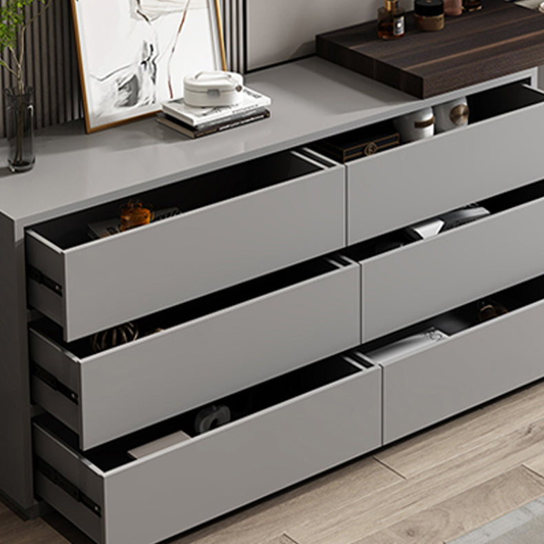 Modern 6-Drawer Flip-top Makeup Vanity Set with Mirror and Stool