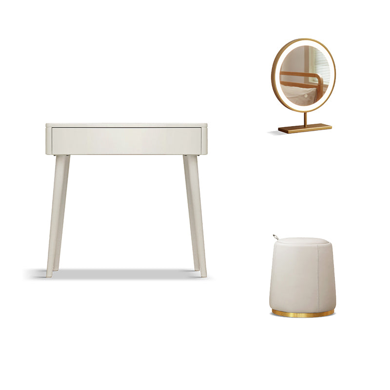 31.5" W Cream Solid Wood Vanity Makeup Dressing Table Set with Drawers