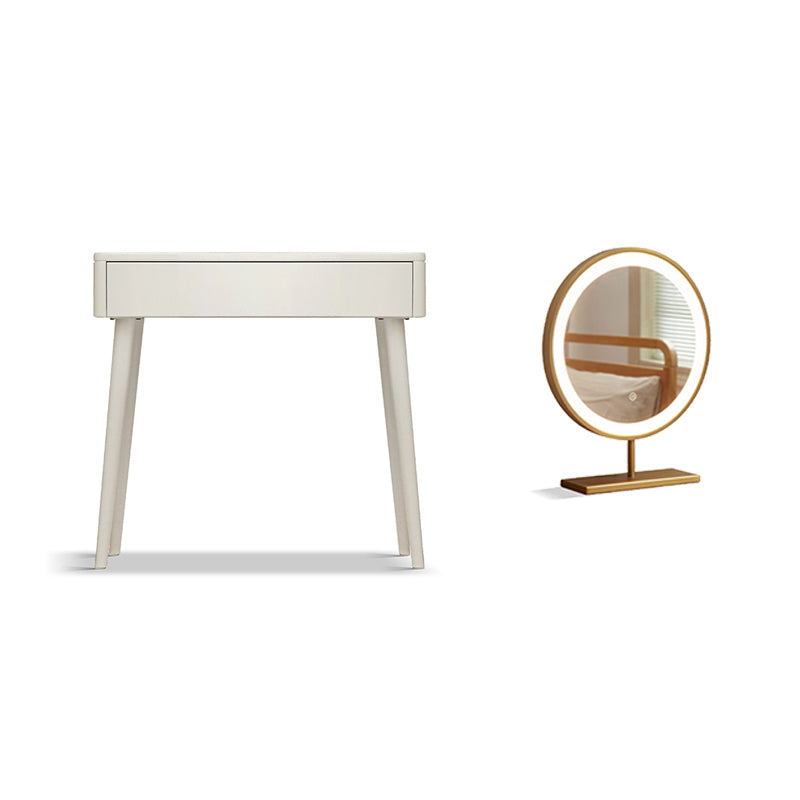 31.5" W Cream Solid Wood Vanity Makeup Dressing Table Set with Drawers