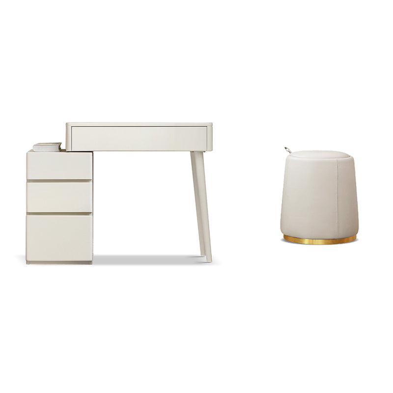 31.5" W Cream Solid Wood Vanity Makeup Dressing Table Set with Drawers