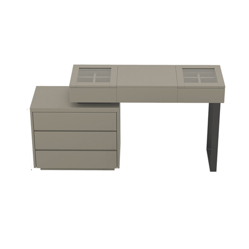 Modern Gray Flip-top Vanity Table and Stool with Storage - 30.3" High