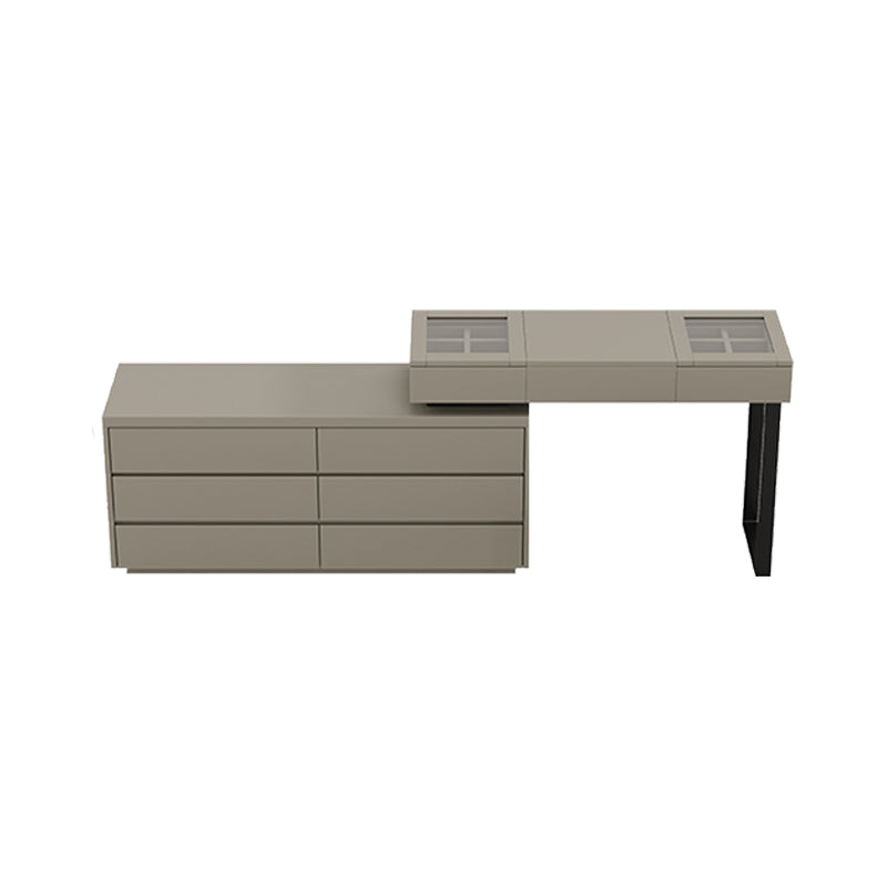 Modern Gray Flip-top Vanity Table and Stool with Storage - 30.3" High
