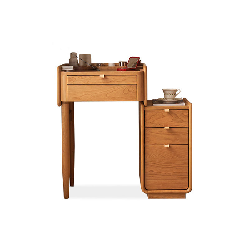 30.7" Wide Cherry Vanity Desk and Stool with Storage Drawers