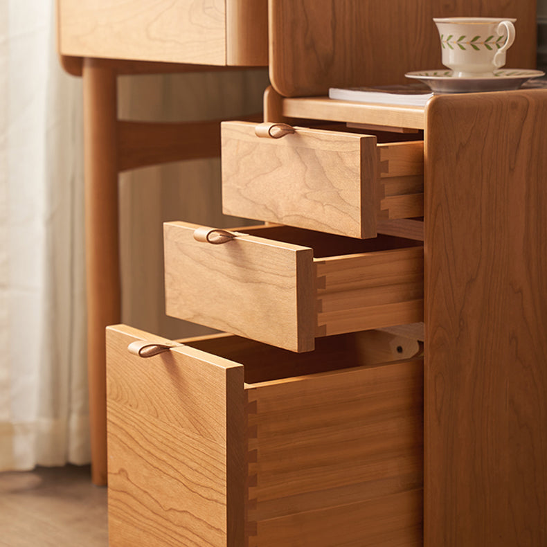 30.7" Wide Cherry Vanity Desk and Stool with Storage Drawers