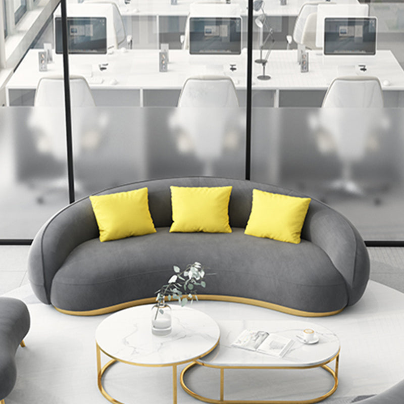 Contemporary Solid Color Sloped Arm Curved Sofa for Living Room