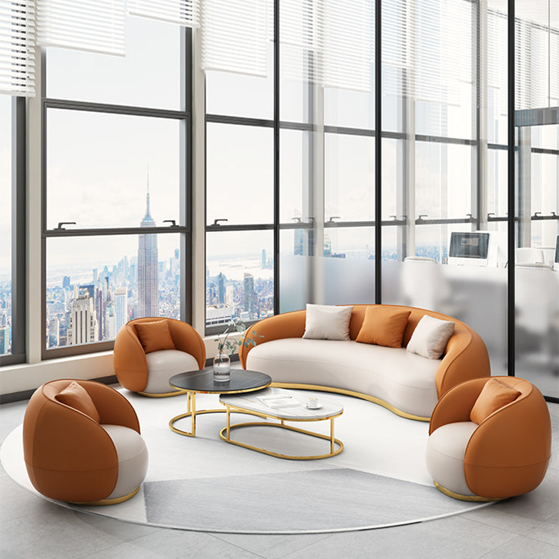 Contemporary Solid Color Sloped Arm Curved Sofa for Living Room
