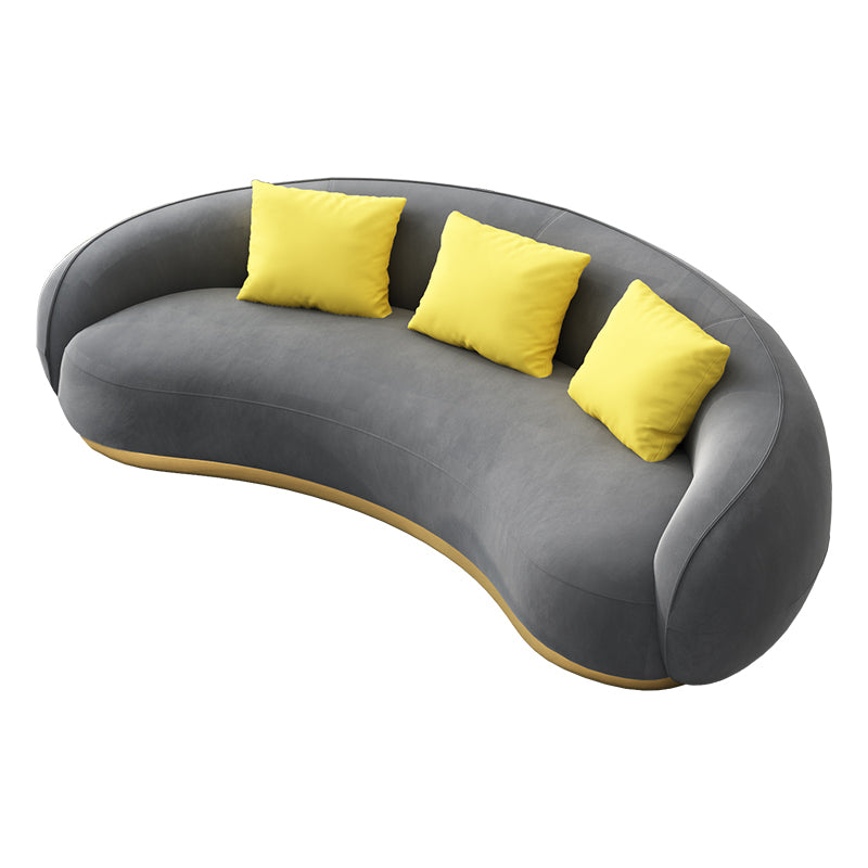 Contemporary Solid Color Sloped Arm Curved Sofa for Living Room