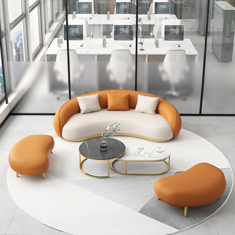 Contemporary Solid Color Sloped Arm Curved Sofa for Living Room