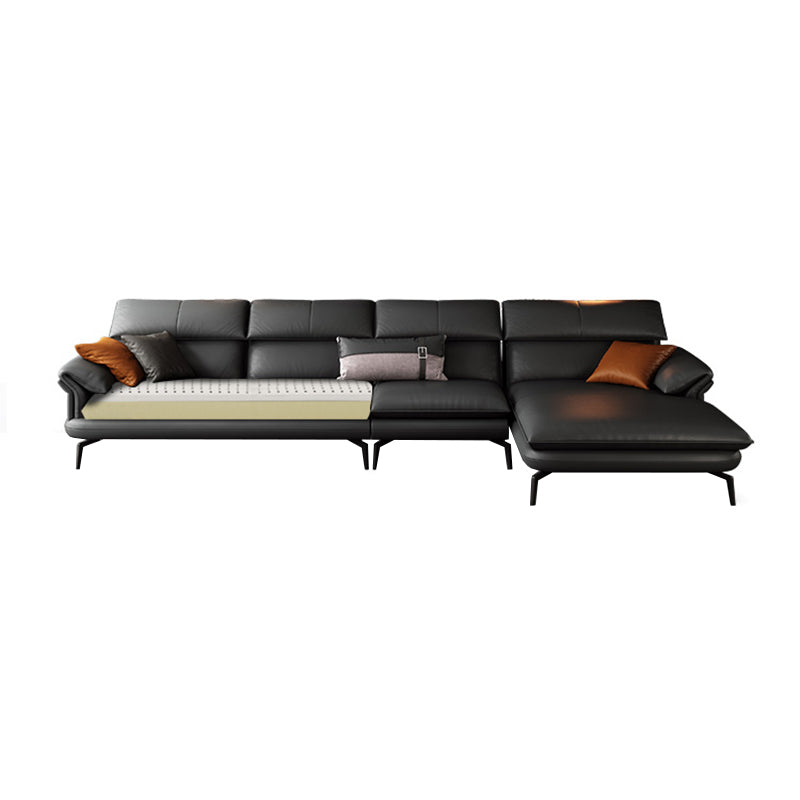 Contemporary Leather Pillow Top Arm Sofa in Gray For Living Room