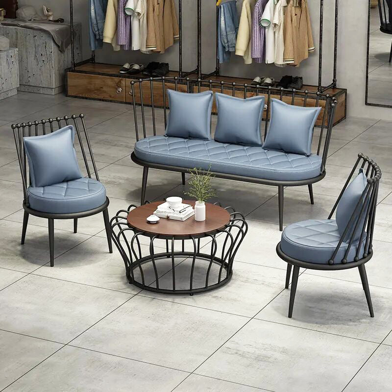 Industrial Solid Color Armless Sofa with Pillow Back For Living Room