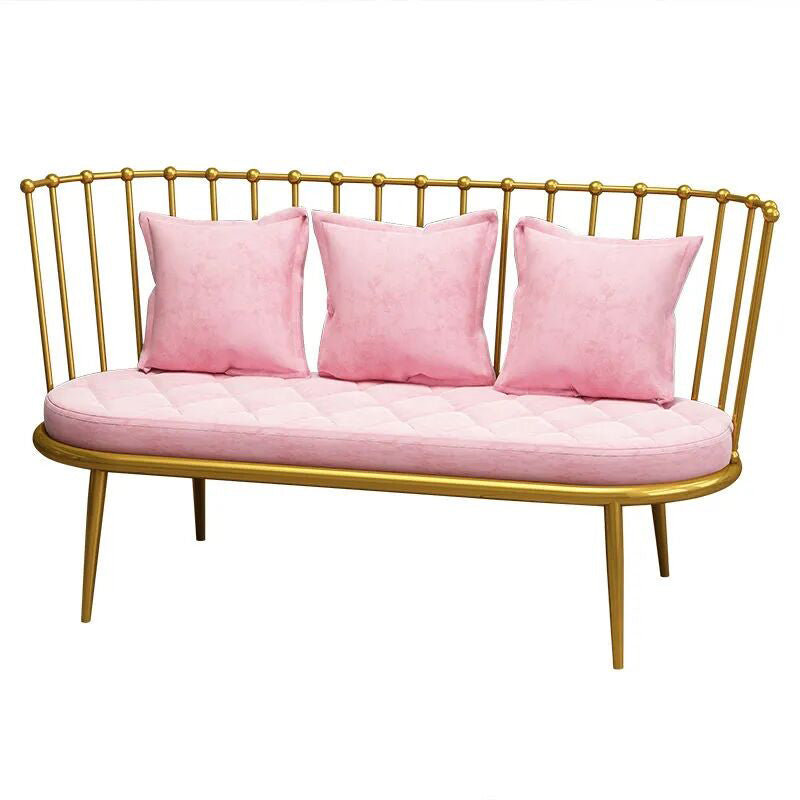 Industrial Solid Color Armless Sofa with Pillow Back For Living Room