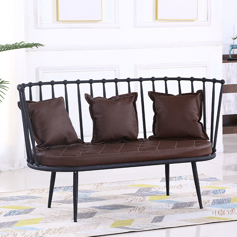 Industrial Solid Color Armless Sofa with Pillow Back For Living Room