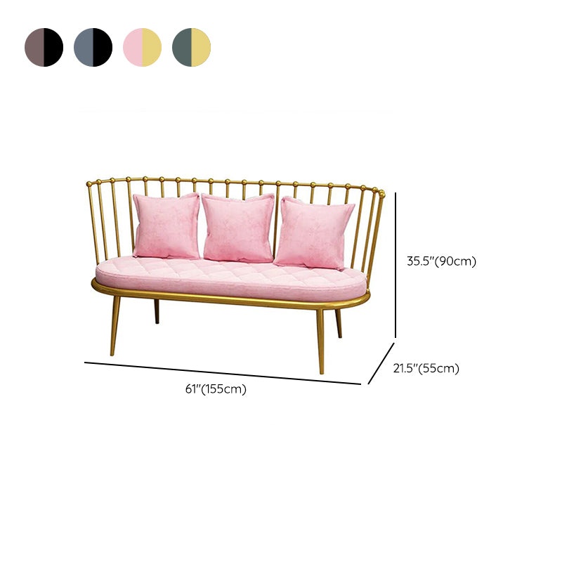 Industrial Solid Color Armless Sofa with Pillow Back For Living Room