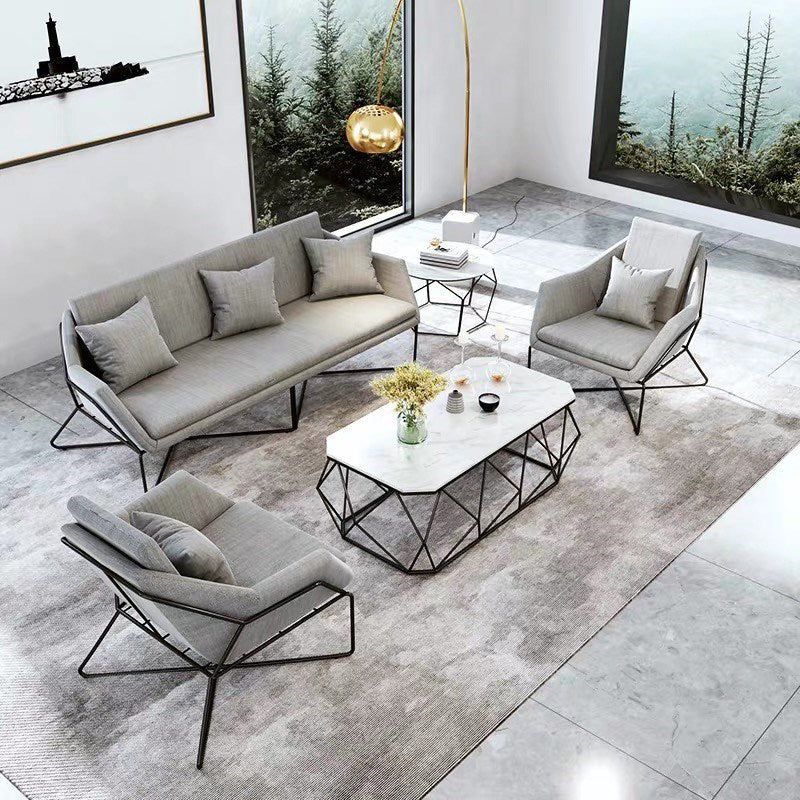 Contemporary Style Cotton Flared Arm Sofa in Gray For Living Room