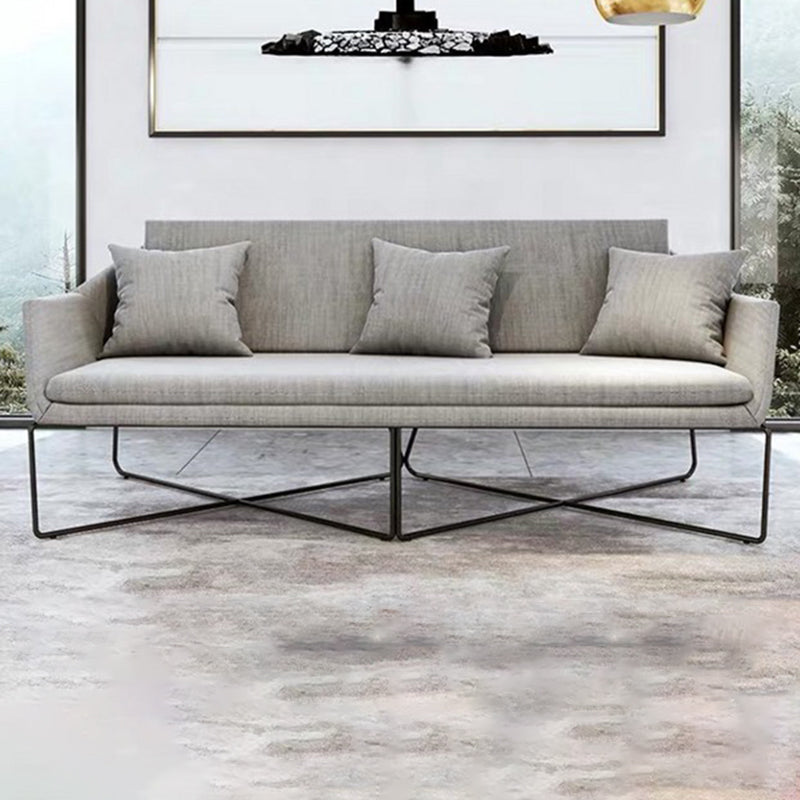 Contemporary Style Cotton Flared Arm Sofa in Gray For Living Room