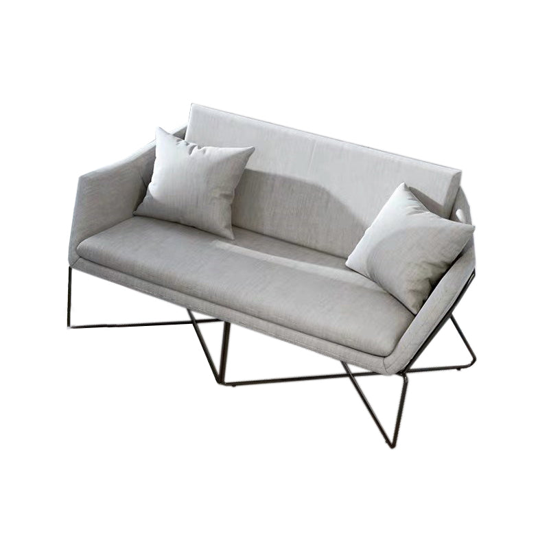 Contemporary Style Cotton Flared Arm Sofa in Gray For Living Room