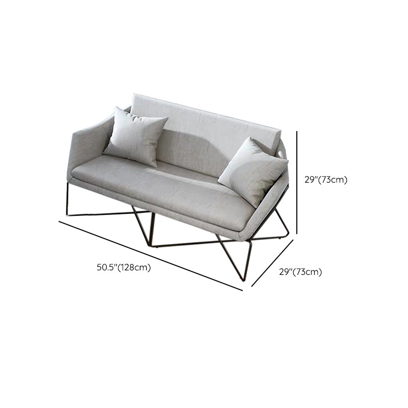 Contemporary Style Cotton Flared Arm Sofa in Gray For Living Room