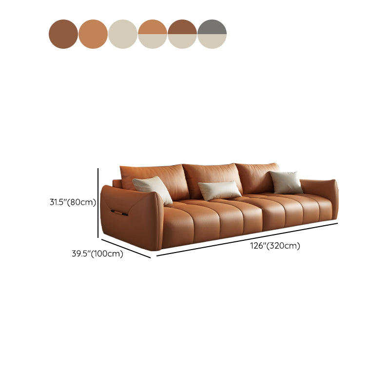 Contemporary Solid Color Pillow Back Square Arm Sofa For Living Room