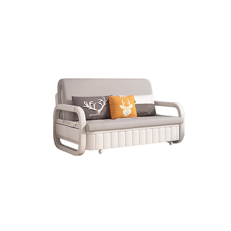 Contemporary Fabric Sofa Bed in Gray Removable Sleeper Sofa Pillow Included
