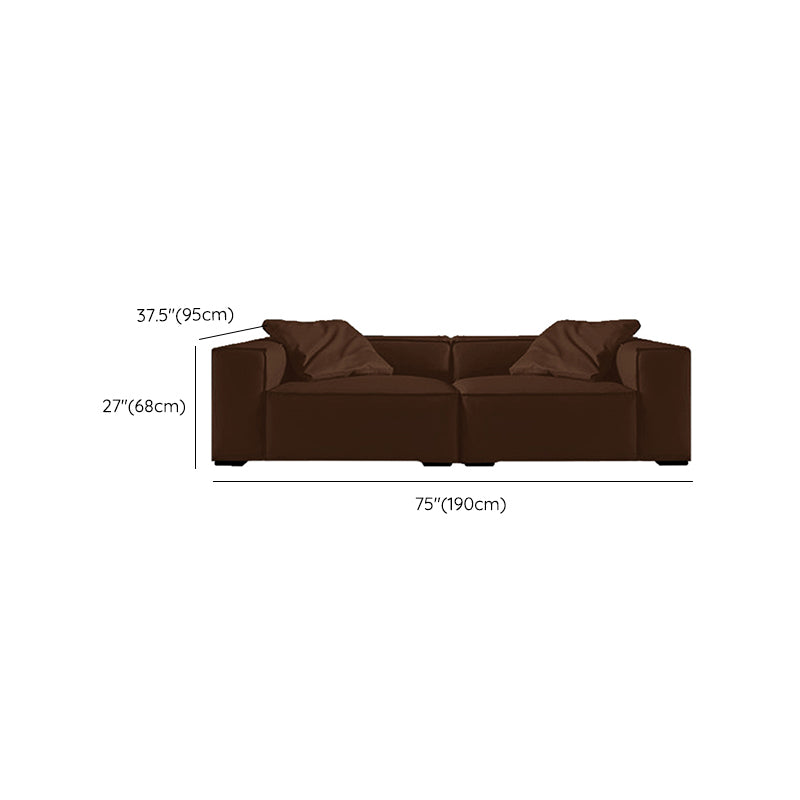 Modern Sectional Set, Genuine Leather Square Arm Sectional sofa, Brown