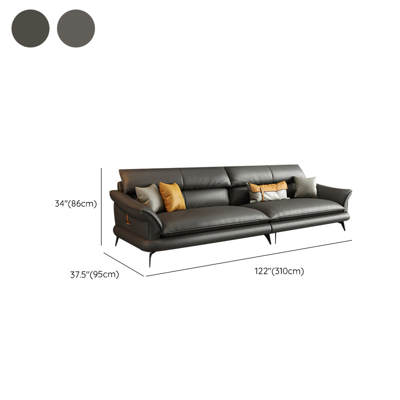 Modern Pillowed Back Cushions Black Sectional Flared Arm Chesterfield Sectional
