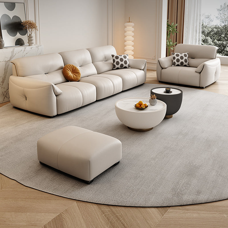 Modern Genuine Leather Sectional Sofa, Pillow Top Arm Sectional Sofa