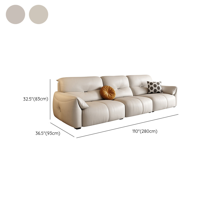 Modern Genuine Leather Sectional Sofa, Pillow Top Arm Sectional Sofa