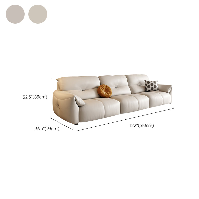 Modern Genuine Leather Sectional Sofa, Pillow Top Arm Sectional Sofa