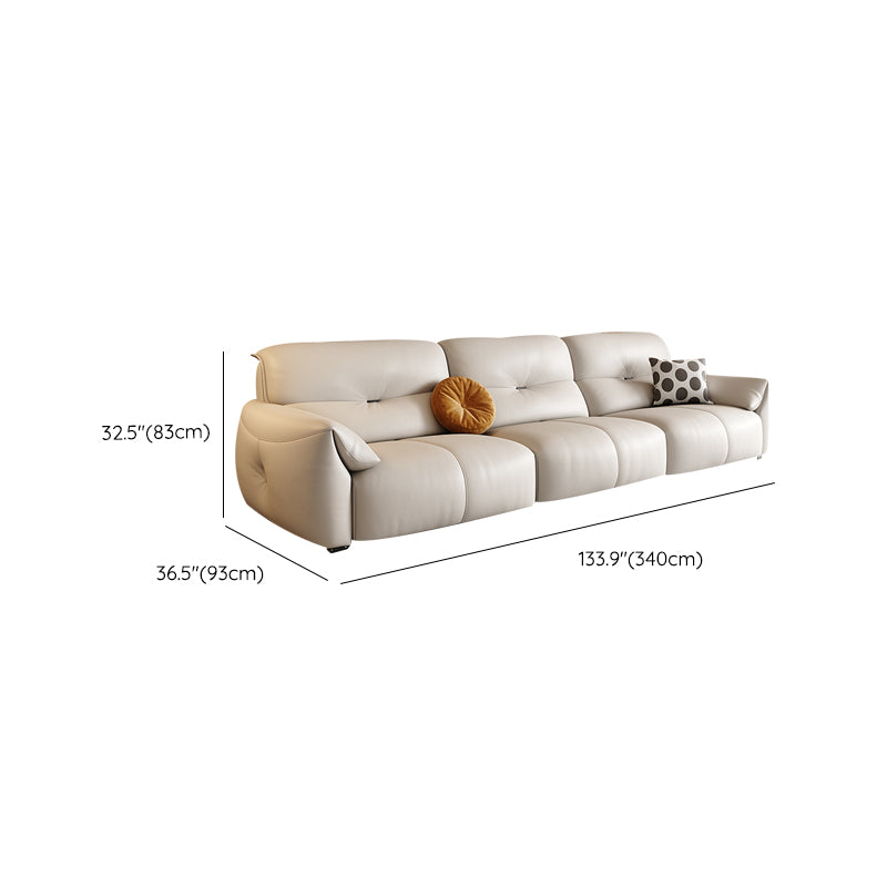 Modern Genuine Leather Sectional Sofa, Pillow Top Arm Sectional Sofa