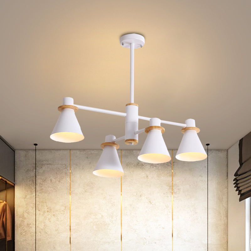 Contemporary Suspension Light Funnel Shade Metal 2-Tier 4/6/8 Lights Chandelier for Restaurant