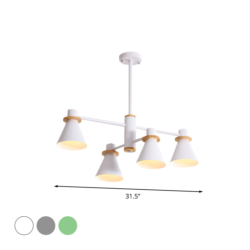 Contemporary Suspension Light Funnel Shade Metal 2-Tier 4/6/8 Lights Chandelier for Restaurant