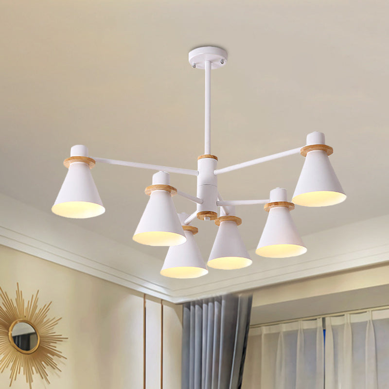 Contemporary Suspension Light Funnel Shade Metal 2-Tier 4/6/8 Lights Chandelier for Restaurant