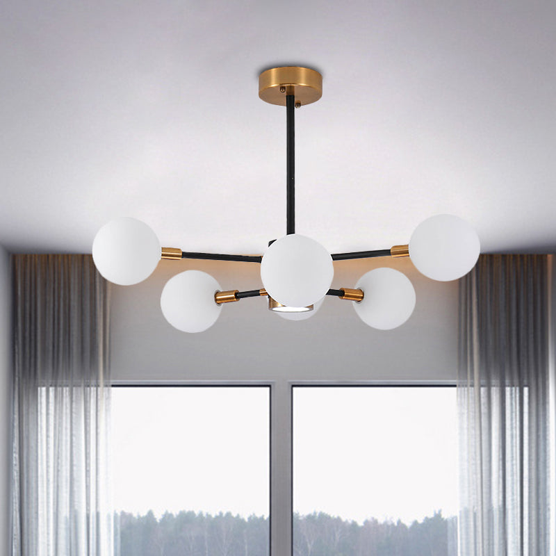 Modern Bubble Shade Chandelier with Clear/White Glass Shade 6/8 Lights Black Arm Pendant Light for Living Room